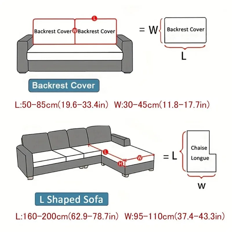 Waterproof Plain Sofa Cushion Cover Jacquard Elastic Sofa Slipcovers for Living Room Chaise Lounge L-shaped Sofa Seat Cover