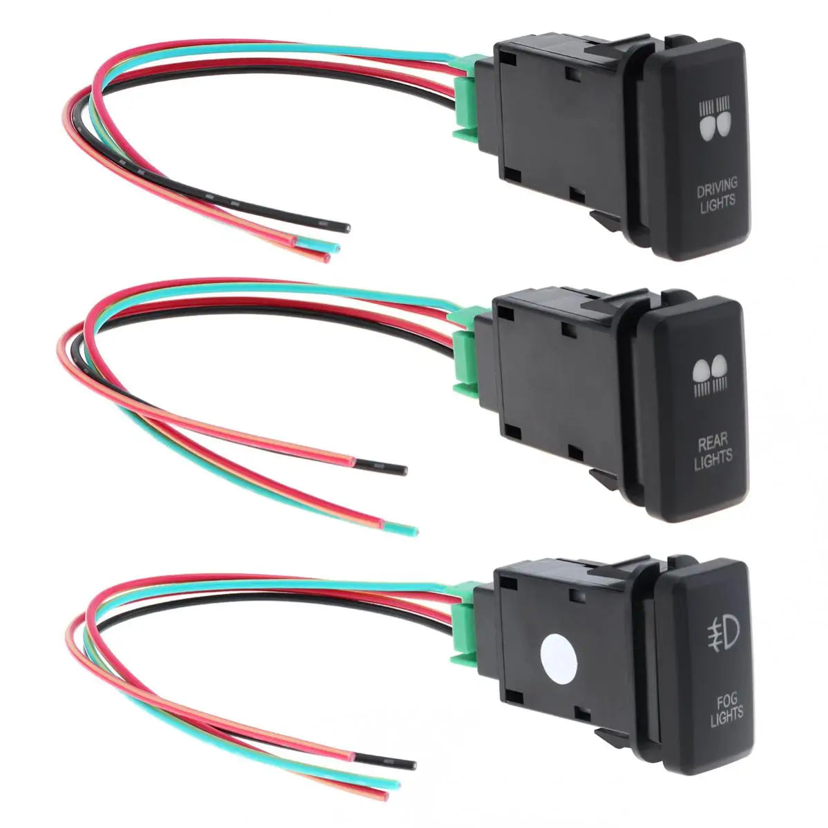 1pc Blue Backlight Push Button Switch 12V ON/Off Automoible Car Light Swithes with Connector Wire for Toyota-Hilux Prado 120