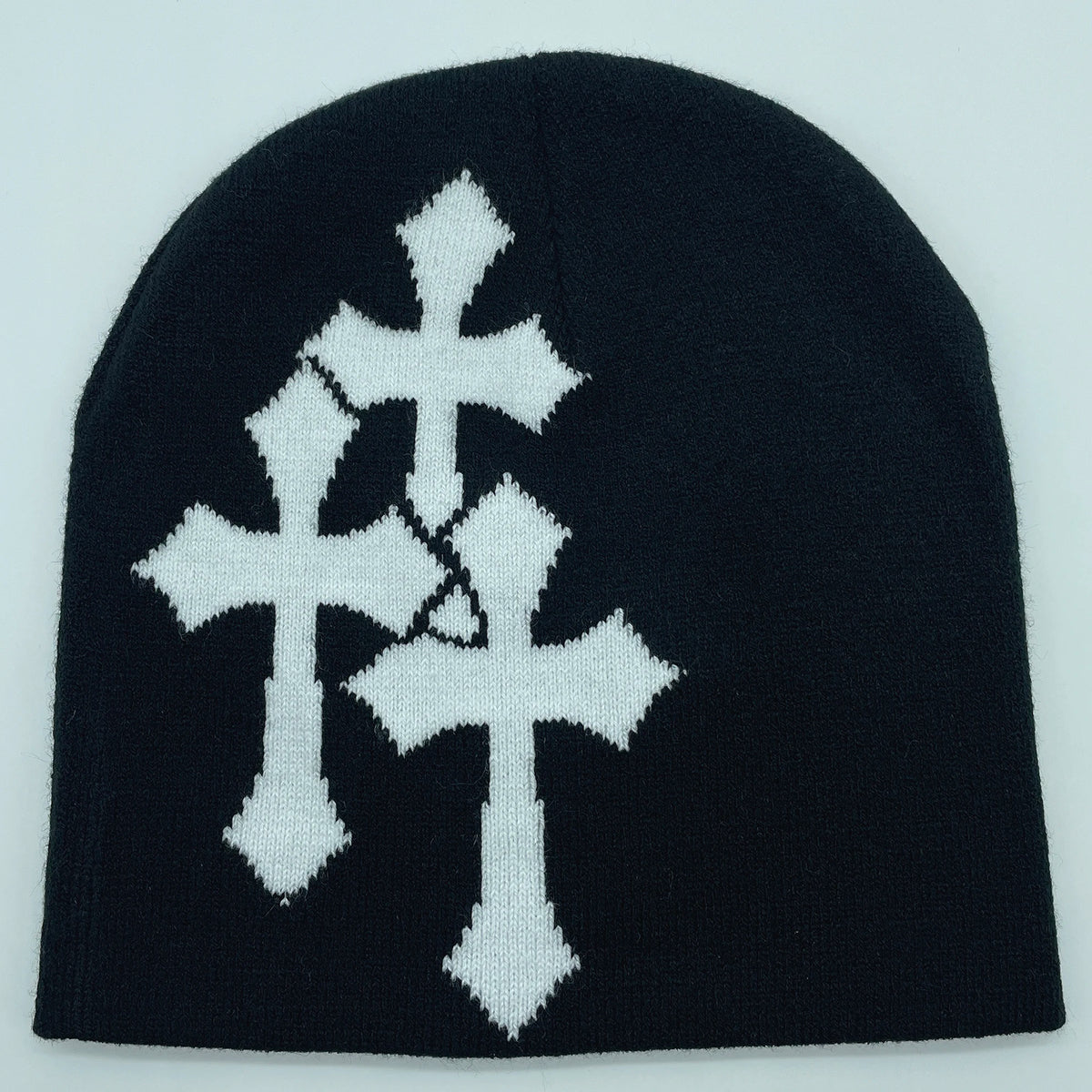 Cross Jacquard Knit Beanie, Hip Hop Hat