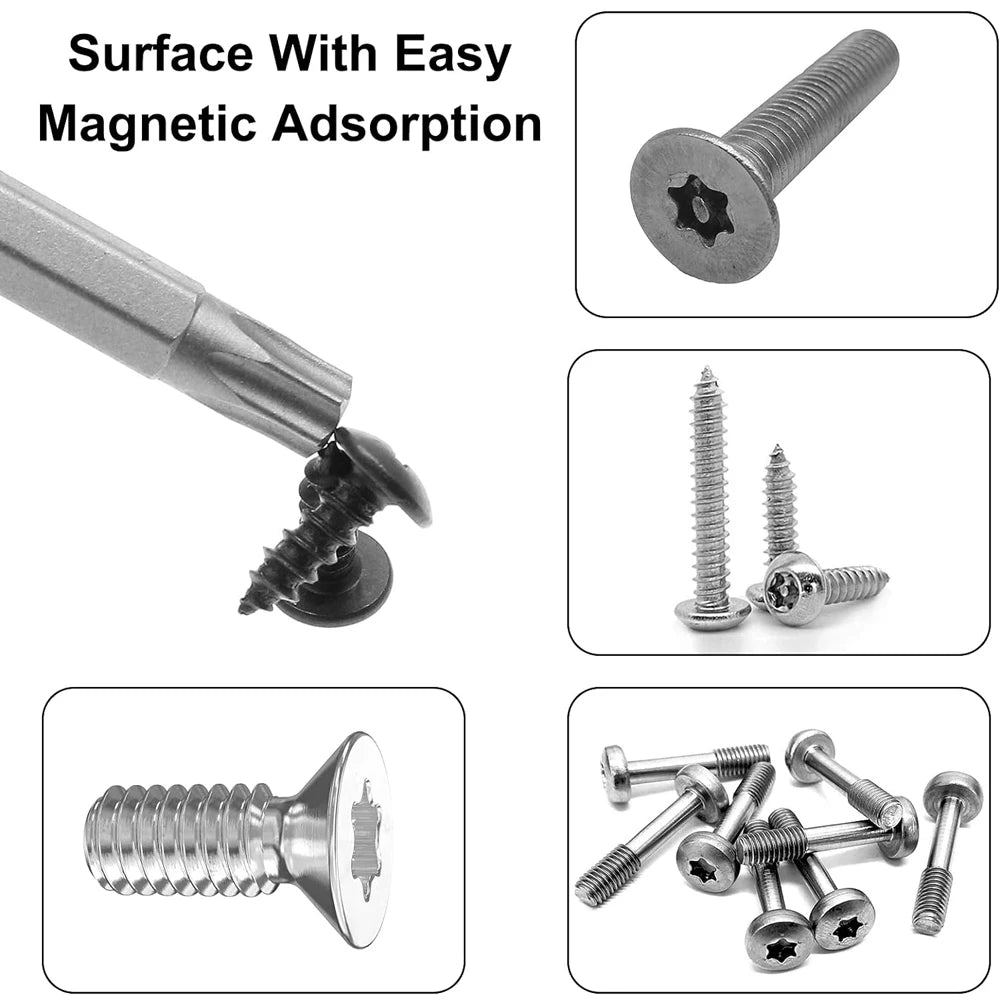 11 PCS  Torx Security Bit Set S2 Steel Magnetic Security Screwdriver Set 50/100mm Star Screwdriver Set for Shark Vacuum T6-T40