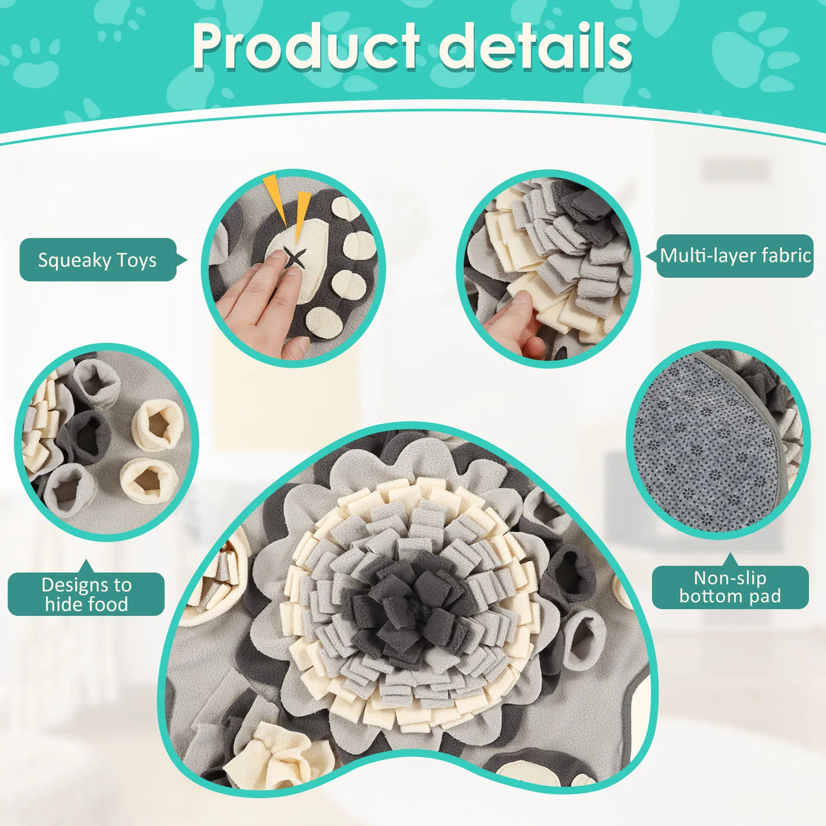 Dog Snuffle Mat with Squeaker - Sniff & Feed Mat – photo 4
