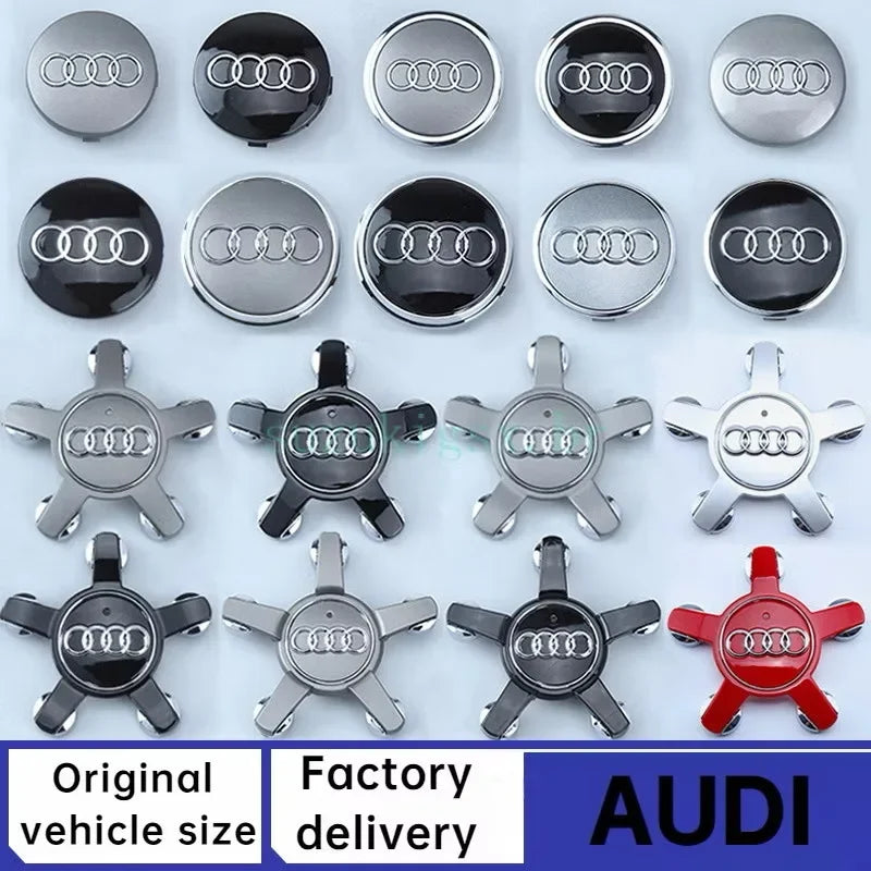 Audi 4pcs Wheel Center Caps - 60mm, 61mm, 68mm, 69mm