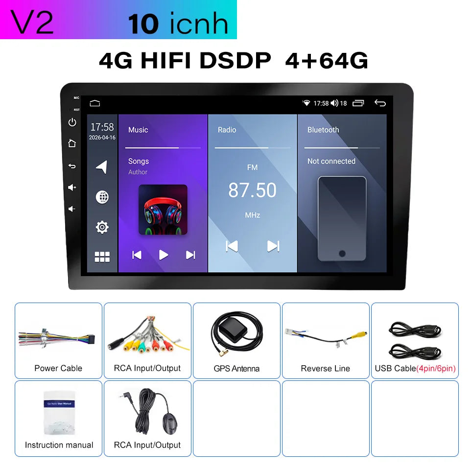 CAIXI Universal 7" 9" 10" 2din Android 16 CarPlay Auto Radio For Volkswagen Fiat Renault Nissan Hyundai Car Multimedia autoradio
