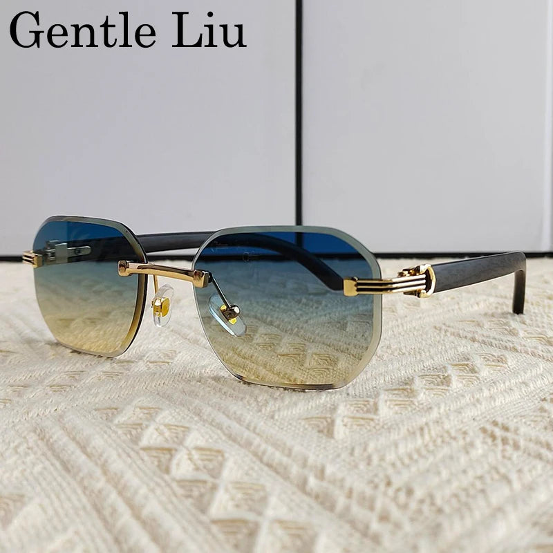 Rimless Square Sunglasses for Men — UV400 Anti-Blue-Light