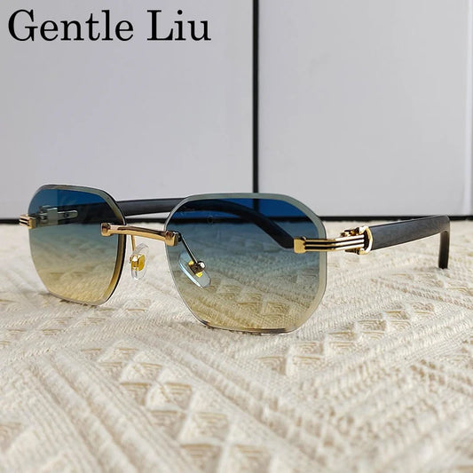 Rimless Square Sunglasses for Men — UV400 Anti-Blue-Light
