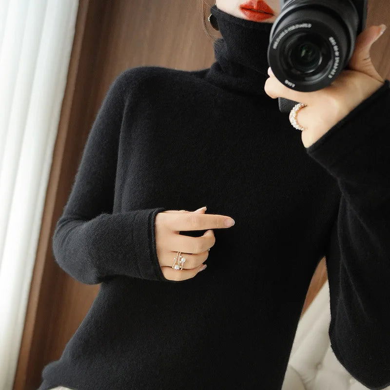 Women's Slim Turtleneck Knit Pullover - Soft Solid Bottoming Sweater - photo 17
