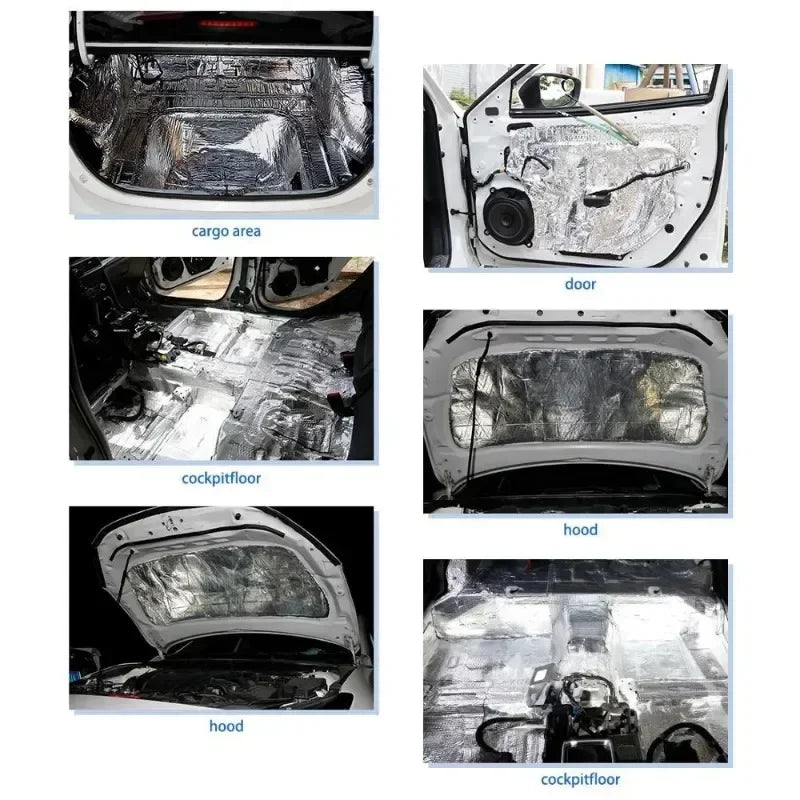 Fireproof Heat and Sound Insulation Mat 200x50cm Acoustic Thermal Mat Soundproof Wall Panels Noise Insulation for Car Deadening