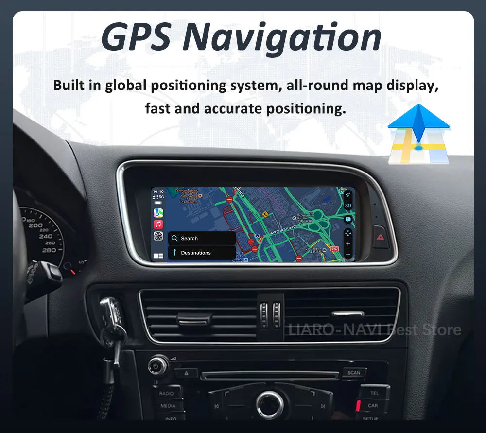 Android 16 for Audi Q5 2026 - 2026 HD Screen Car Radio Video Multimedia Player 8.8 inch BT 4G Carplay DSP Stereo WiFi Auto Tools