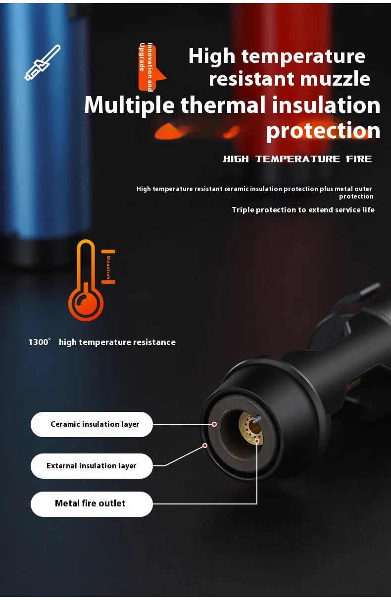 Powerful Metal Gas Lighter Windproof Kitchen Cooking Torch Flame Jet Barbecue Smoking Accessories Cigar Lighters Men's Gift