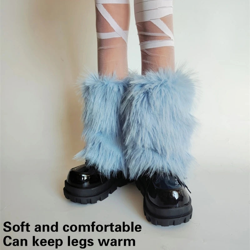 Women's Fuzzy Plush Leg Warmers - Footless Boot Toppers - photo 3