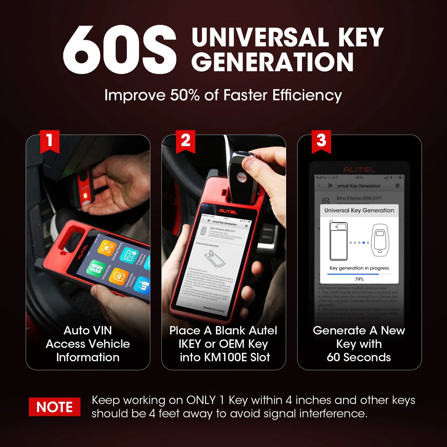 AUTEL KM100E Key Programmer KM100E 60S Universal Key Generator Immobilizer KM100 Key Programming Tool Lifetime Free Update