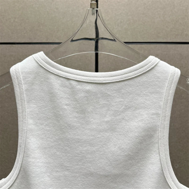 Women t-shirts New twisted flower knotted sleeveless top for summer 2026 Elastic slim pure cotton women's vest corset crop top