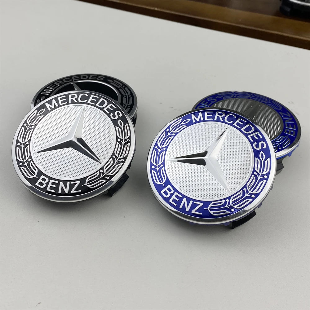 For Mercedes Benz Car Wheel Center Hub Caps 4PCS 75MM AMG W203 W206 W220 W205 W211 W212 GLA GLC CLA A Emblem Tire Rim Covers