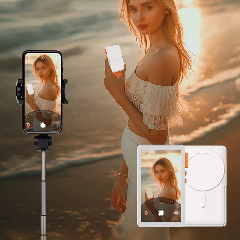 Magnetic Wireless Vlog Selfie Monitor Screen With Adjustable Focus Mobile Phone Selfie Screen Device for Smartphone Rear Camera