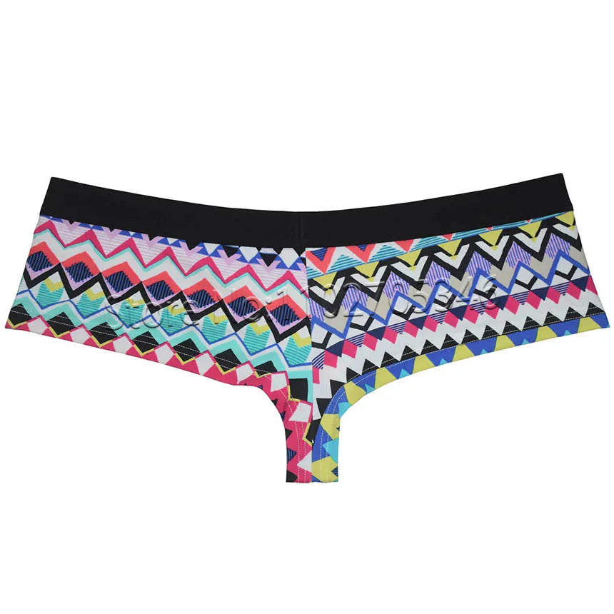 Men's Bikini Boxershorts Brazilain Underwear Male Swim Briefs ThongS Bulge Pouch Cheeky Trunk 1/2 Back Coverage Panties Printed