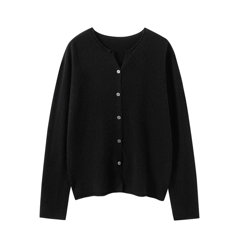 Women's Short Crew Neck Knit Cardigan - Soft Button Sweater Coat - photo 4