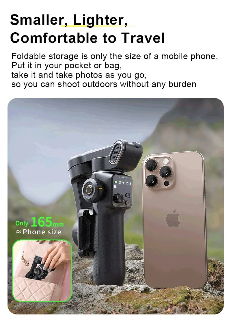 AOCHUAN Handheld Gimbal Stabilizer 3-Axis Smart V8 For Phone with Extension Rod Tripod Face Tracking For iPhone Android TikTok