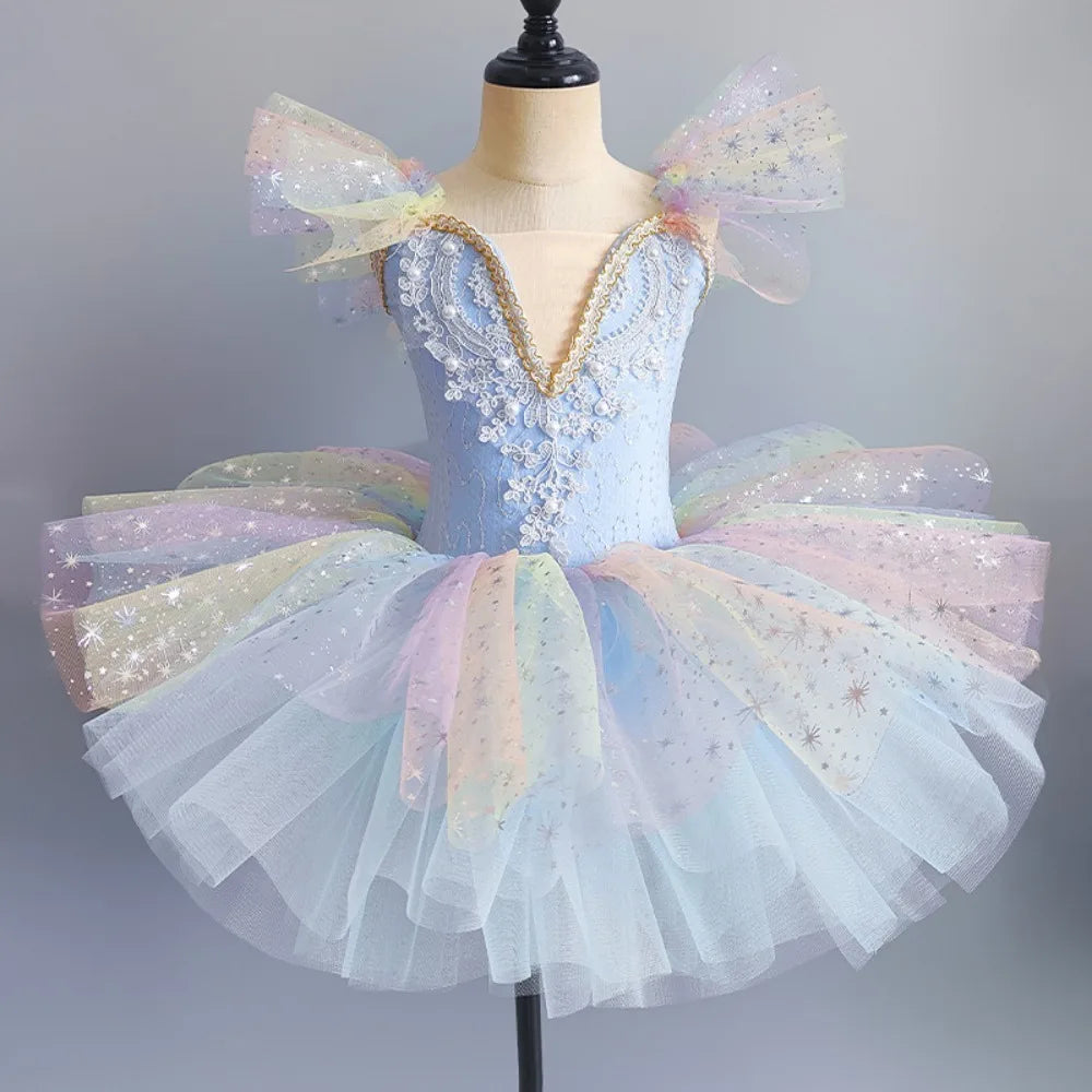 Girls multi-layer tulle ballet tutu dress