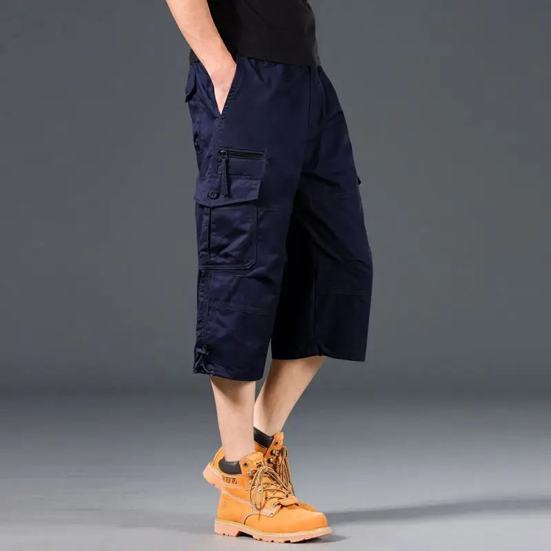 Men's Cargo Shorts — Loose Elastic-Waist Multi-Pocket Casual Shorts