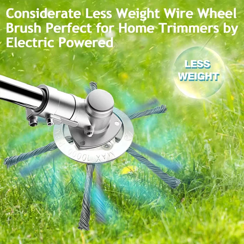 LUSQI 6/7inch Steel Wire Wheel Head Grass Trimmer Head Universal Weed Brush Fit Straight Shaft Brushcutter Removal Moss Rust