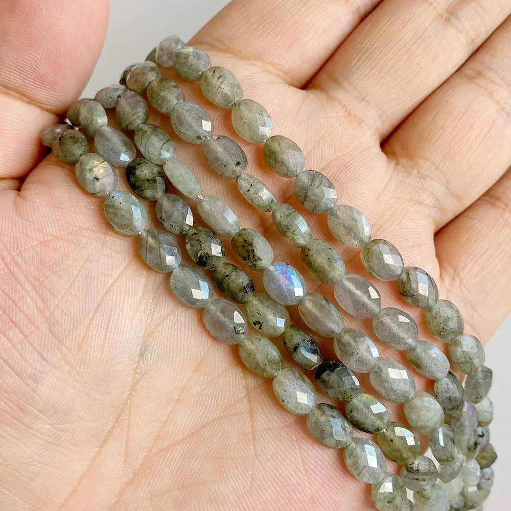 Healing Faceted Gems Beads Oval Shape Natural Crystal Jaspers Stone Loose Beads For Jewelry Making Necklace DIY Bracelet 6x8mm