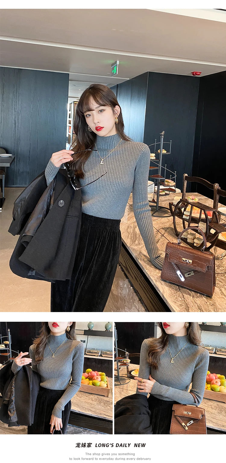 Women's slim mock neck sweater — view 19 of 20