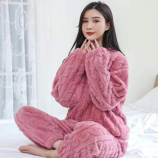 Women's Ribbed Velvet Pajama Set, Pullover and Pants