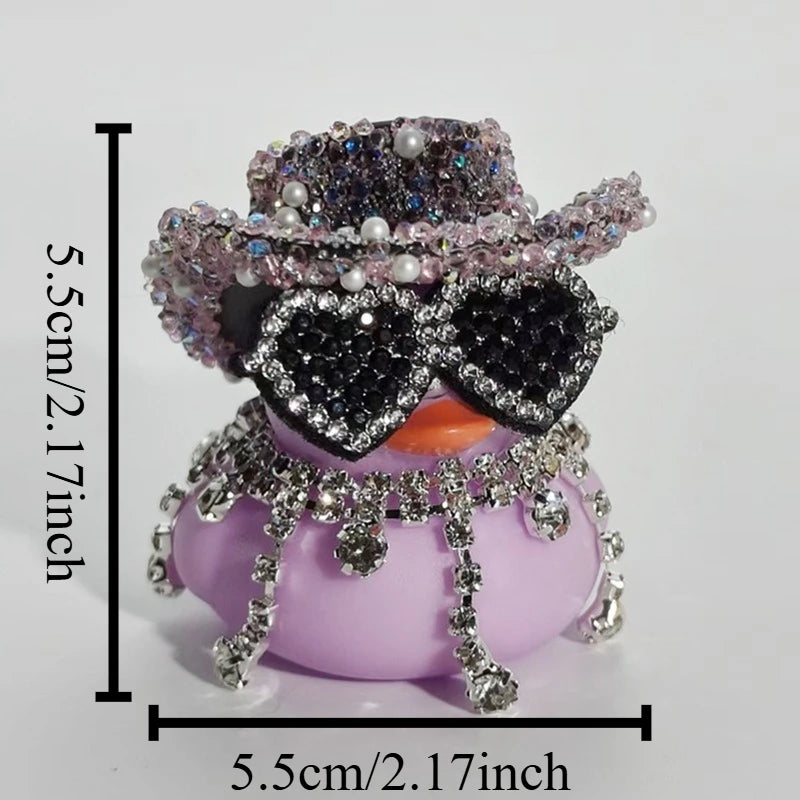 Bling Bing Pink Black Diamond Rubber Duck Car Ornaments Dashboard Decorations Luxury Car Decor Accessories for Ladies Men Women
