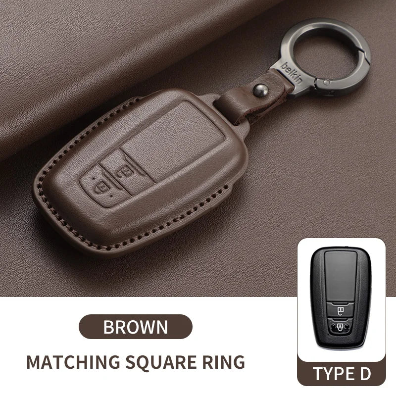 New Leather Car Remote Key Case Cover Shell For Toyota Prius Camry Corolla Avalon CHR RAV4 Land Cruiser Prado Keyless Key Fob