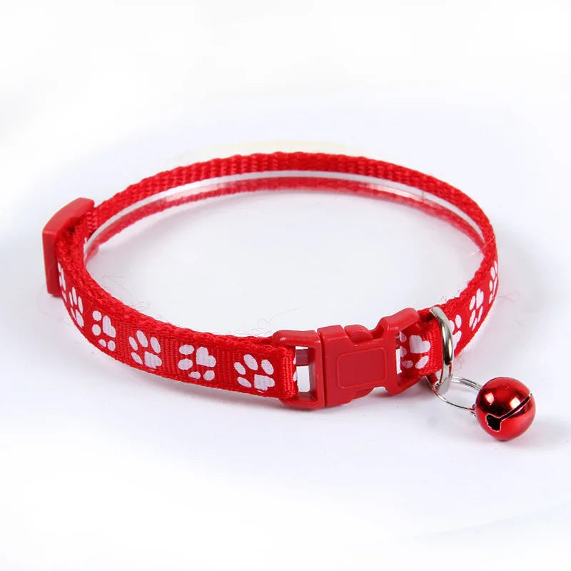 Paw Print Cat & Dog Collar - Quick-Release Bell Collar