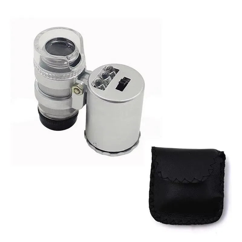 Mini 60X Microscope LED Jewelry Loupe UV Currency Detector Portable Magnifier Magnifying Eye Lens Magnifying Glass Loupe