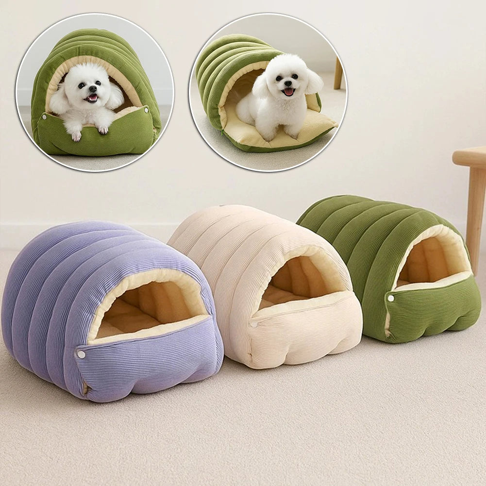 Winter Plush Cat Cave Bed - Thick Warm Kitten House