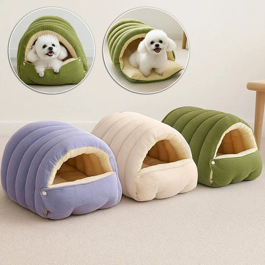 Winter Plush Cat Cave Bed - Thick Warm Kitten House