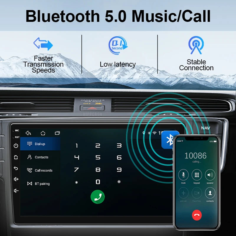 Hippcron 7/9 inch Car Radio 2 Din Wireless Android Auto Carplay Multimedia Player Bluetooth IPS Touch Screen FM Audio Receiver