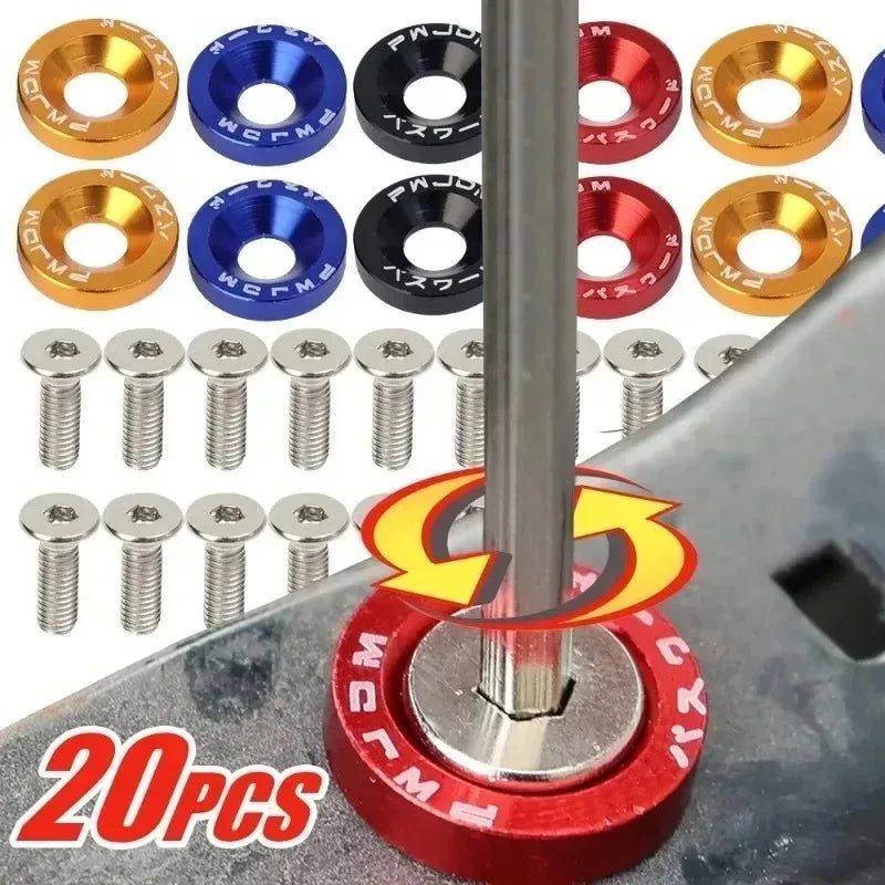 M6 Bolt Set JDM Fender Washers Bumper Engine Car Modification Gasket Screw Fender Aluminum Concave Screws Hex Fastener for Honda