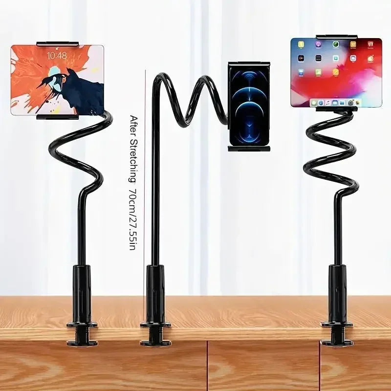 Flexible Lazy Phone & Tablet Stand – Adjustable Desk & Bedside Holder for iPhone, iPad & More | Black / White
