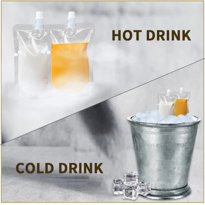 100ml-500ml Travel Drink Spout Pouches Transparent Plastic Bags Sealed Juice Storage Beverage  Ice Cold Drink Pouch Portable
