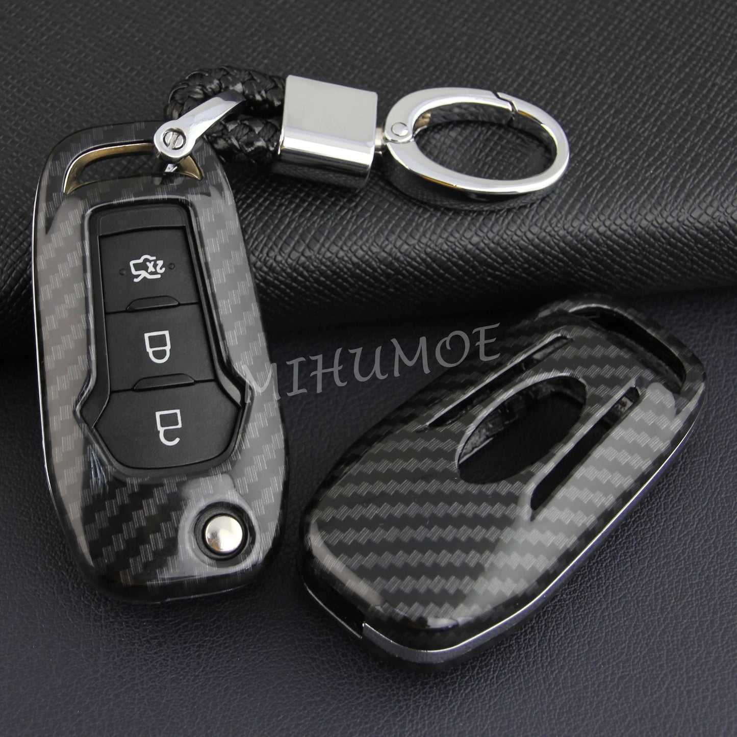 Carbon-Fiber Flip Key Fob Cover for Ford F-150 / F-250 / F-350 / Ranger