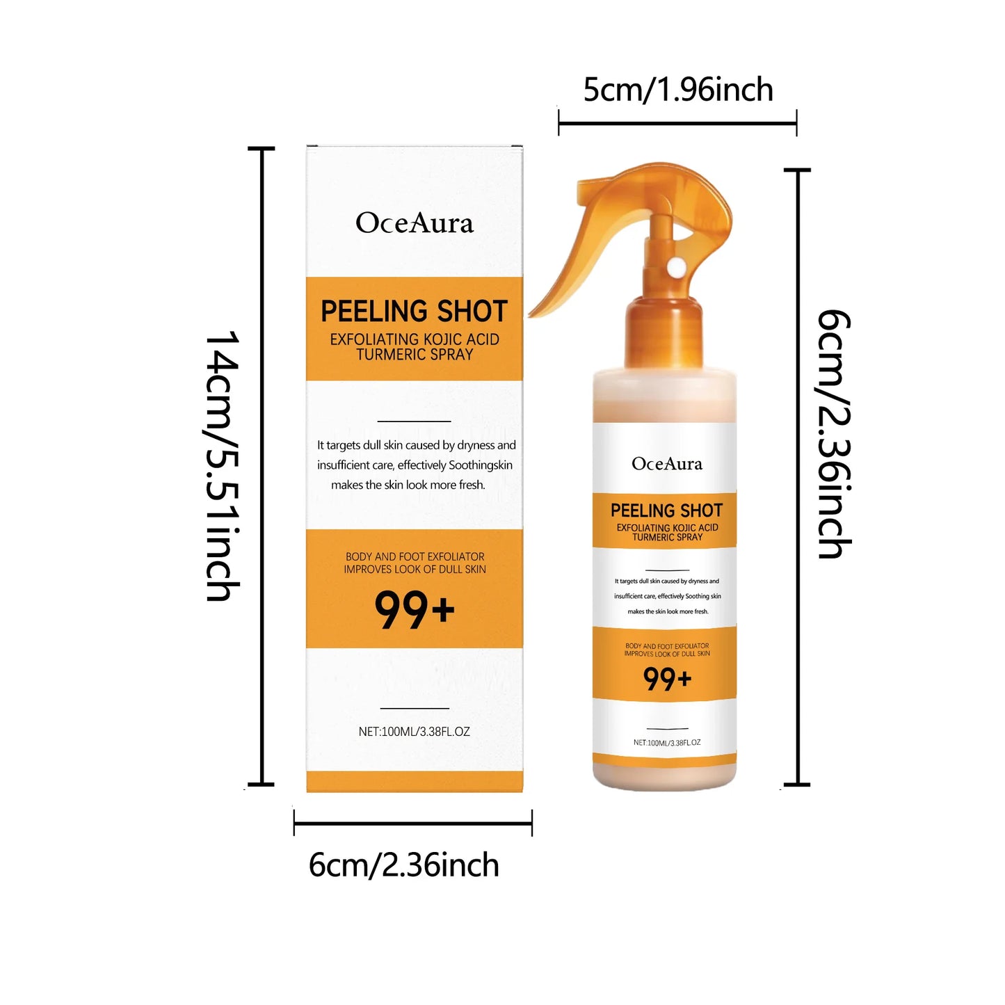 Kojic Acid Turmeric Exfoliating Spray Physical Exfoliation Delicate Smooth Skin, Even Tone Body Face