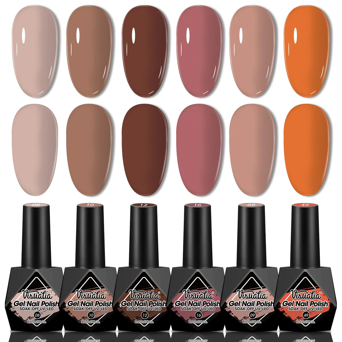 Pink Gel Nail Polish Set - 6pcs All Season Gel Nail Polish Set, UV Gel Polish, Hypoallergenic, Shimmery Finish - Suitable for Na