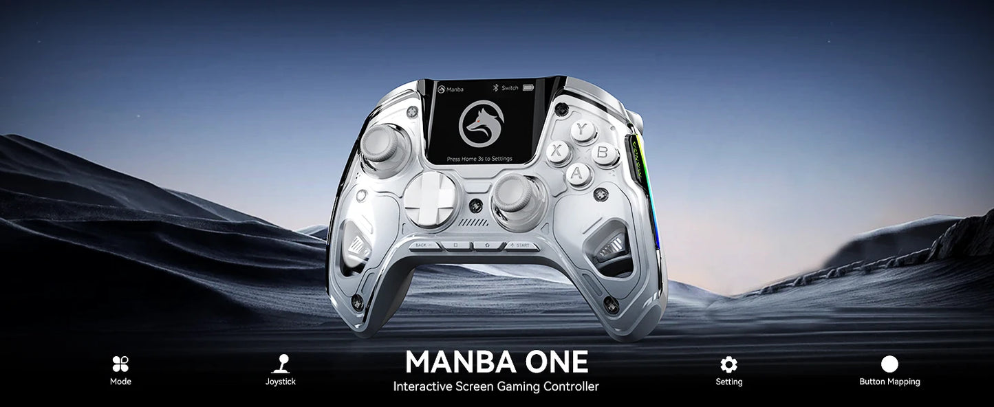 Manba One V2 Wireless Gaming Controller for Switch/PC/iOS/Android Hall Effect Stick RGB Light 1800mAh with Charging Dock