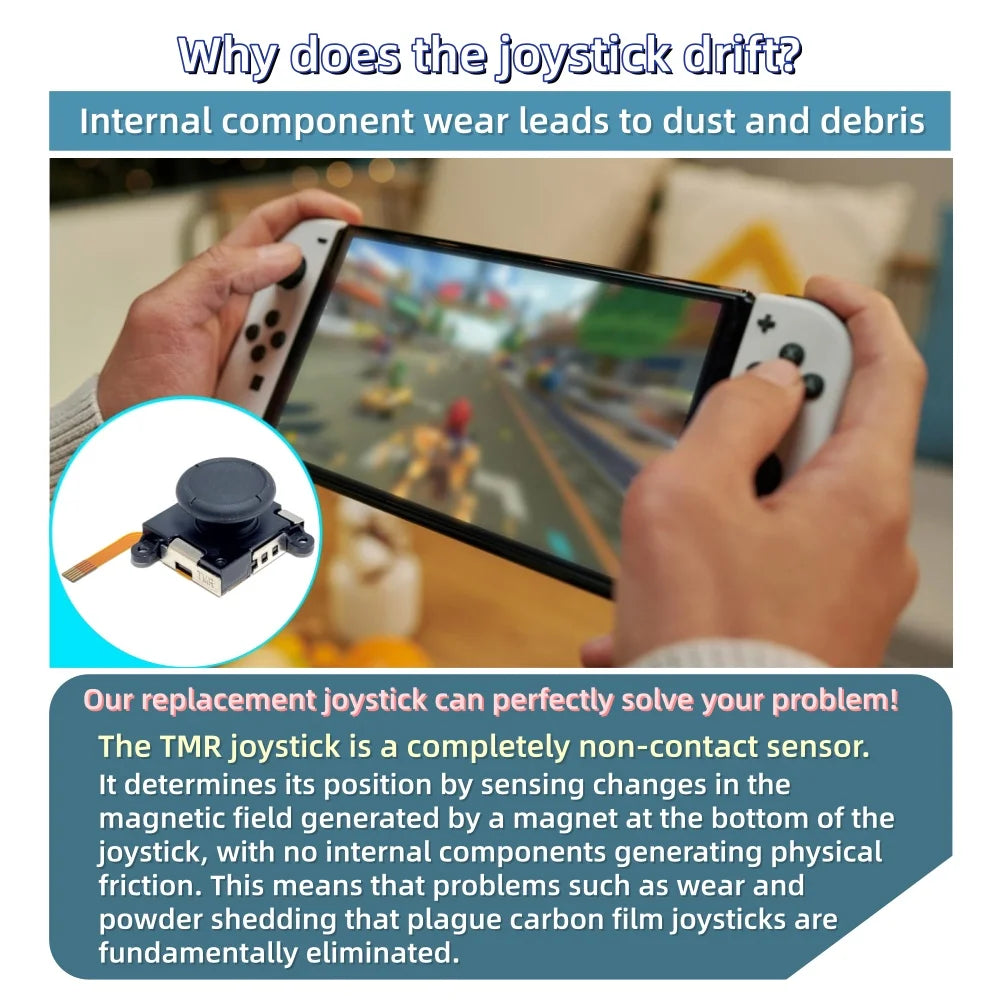 2/10pcs K-SILVER JS19 for Switch Joy-con TMR Joystick Replacement Magnetic Sensor 3D Analog Stick for Switch OLED