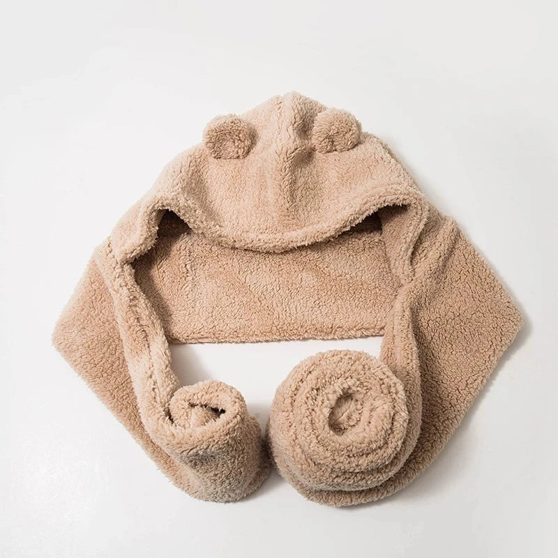 Women's Bear Ear Hat, Scarf & Gloves - All-in-One Plush Winter Set - photo 6
