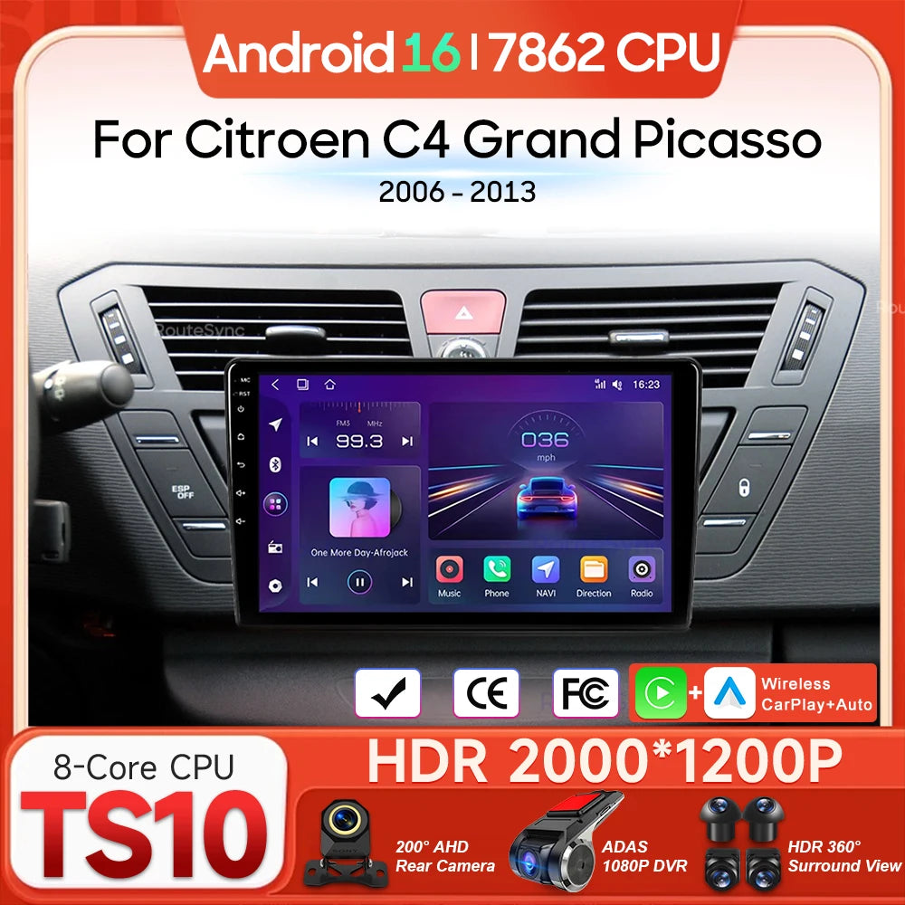 Android For Citroen C4 Grand Picasso 2006 2007 2008 - 2013 Car Multimedia Player Carplay Auto Radio Video Stereo Navigation GPS