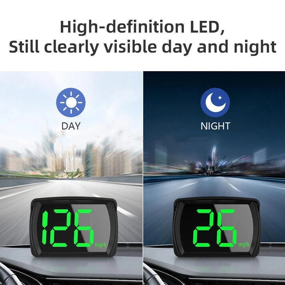 New Universal Car Head Up HUD Display GPS Digital Speedometer Dual Chips KMH MPH Reminder Meter HD LCD Display Plug Play