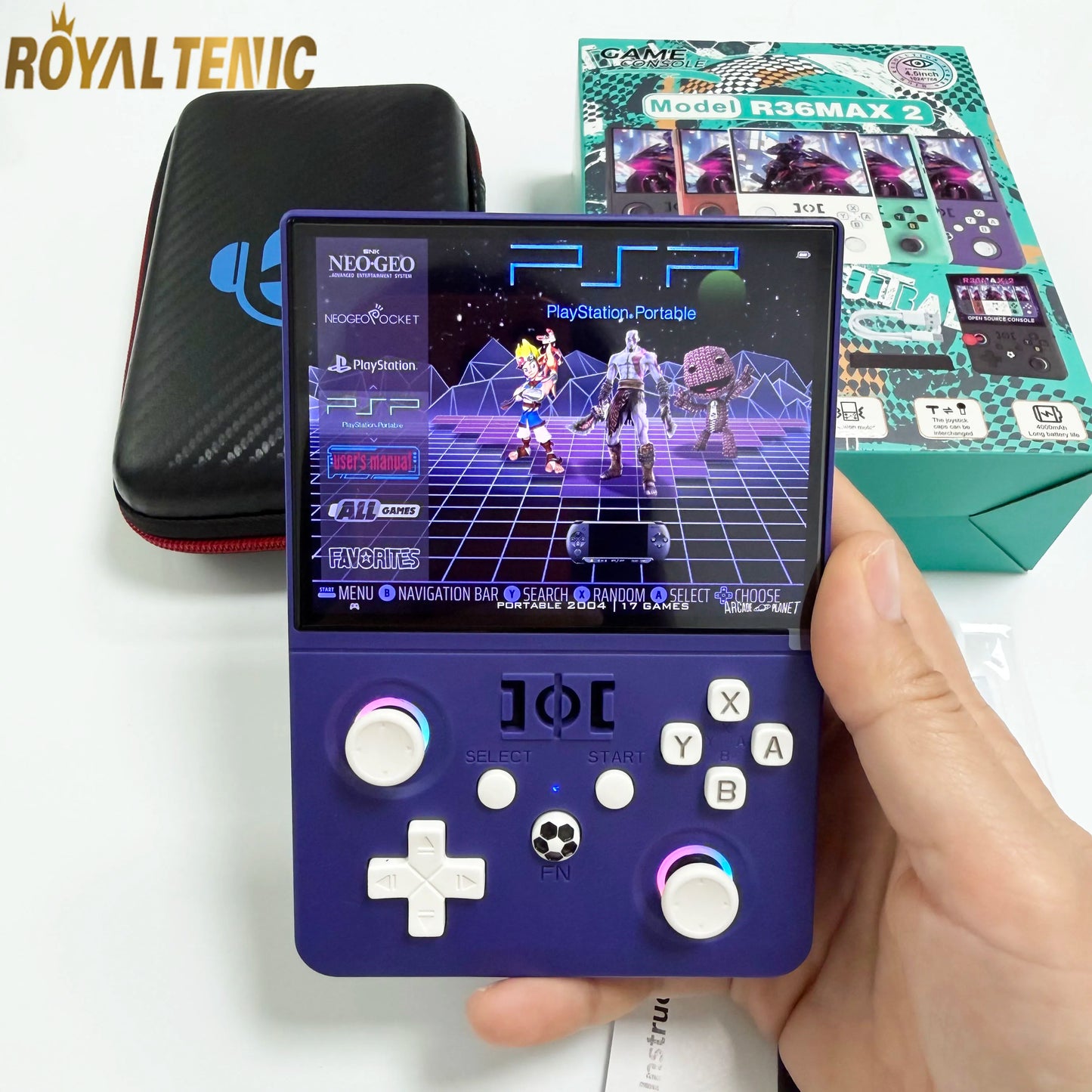 R36 Max2 Retro Handheld Game Console — 4.5" IPS, 18000+ Games