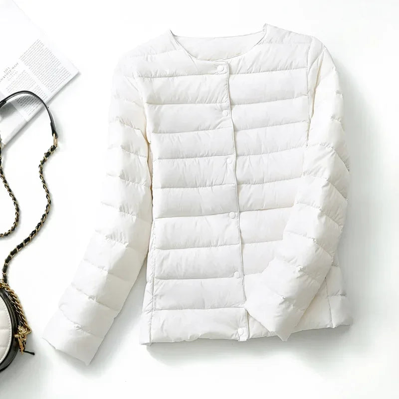 Women's Lightweight Puffer Jacket - Matte Short Winter Coat - photo 8