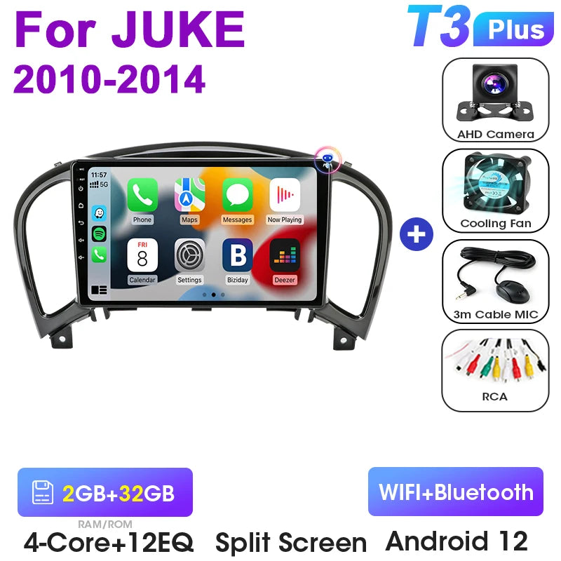 2 Din Android 12 Car Radio For Nissan Juke YF15 2010-2014  Multimedia Video Player Navigation GPS 4G Carplay Auto Stereo RDS IPS