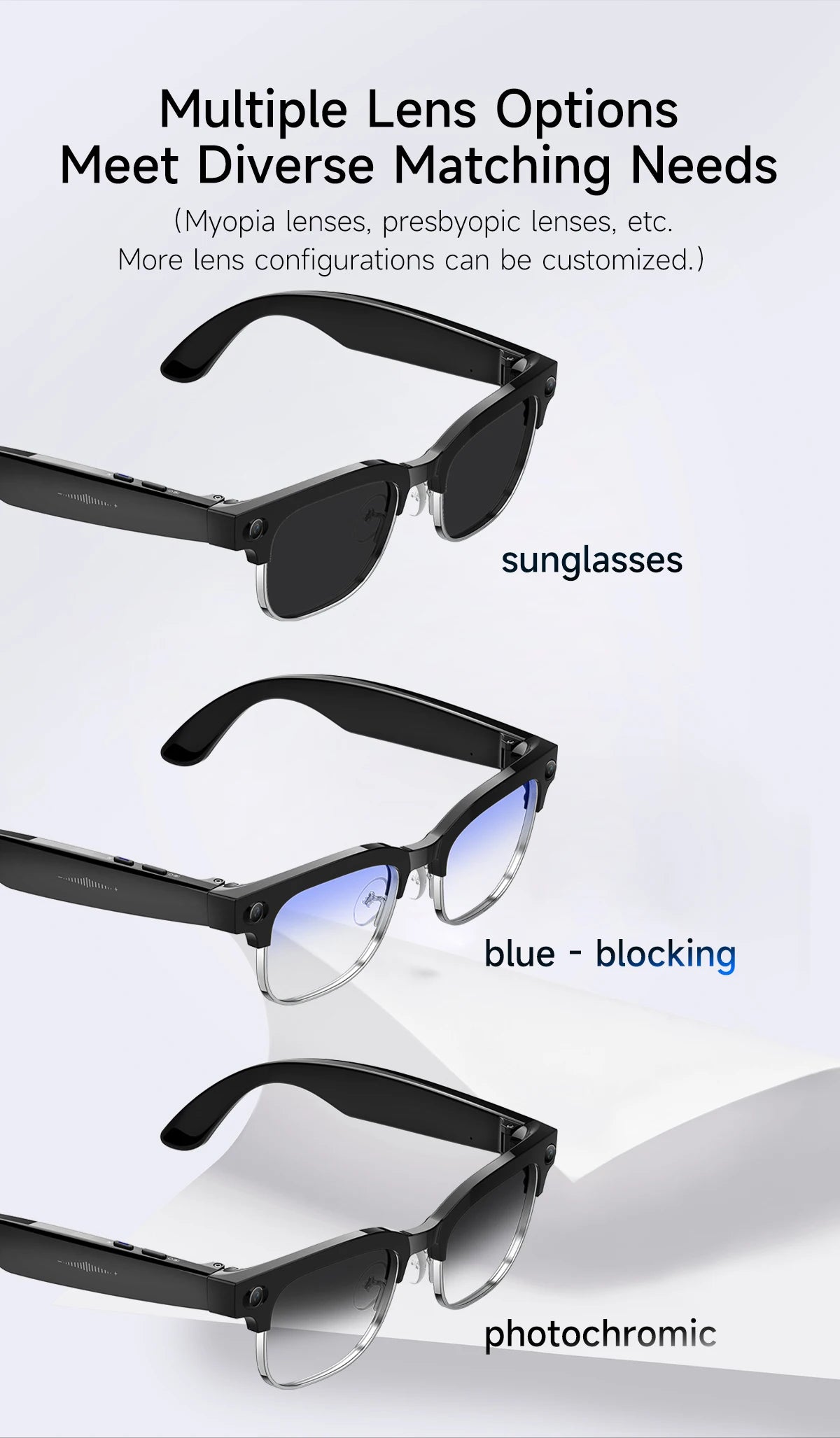 GUHUAVMI W630 AI Smart Glasses – 800MP Dual Camera, 4K Video, BT 5.3, AI ChatGPT, Voice Translation & Blue Light Blocking