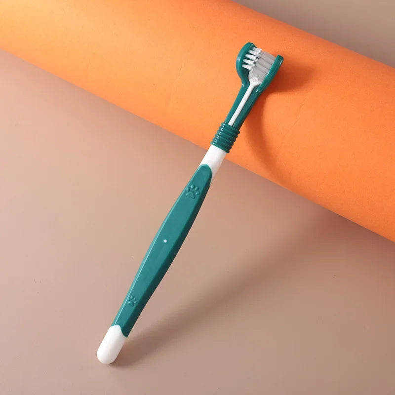 3-Head Soft Pet Toothbrush - Easy-Grip for Small Breeds